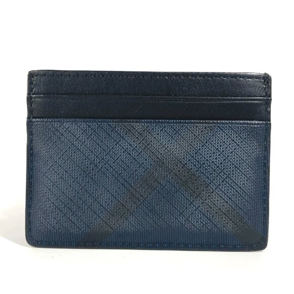 BURBERRY check Business Card Holder Pass Case Card Case Leather/PVC Navy/Black - Picture 10 of 14